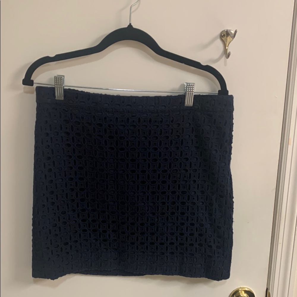 J. Crew Navy Blue Mini Pencil eyelet Skirt Night Out